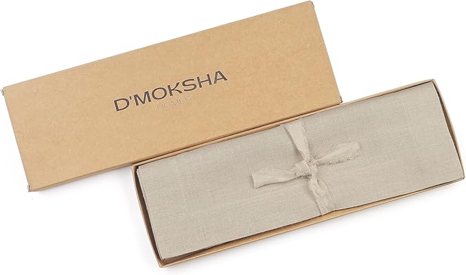 D'Moksha Homes Linen Natural Placemats Set of 4-100% Pure Linen Placemats 14 x 19 Inch for Summer - Handcrafted and Machine Washable