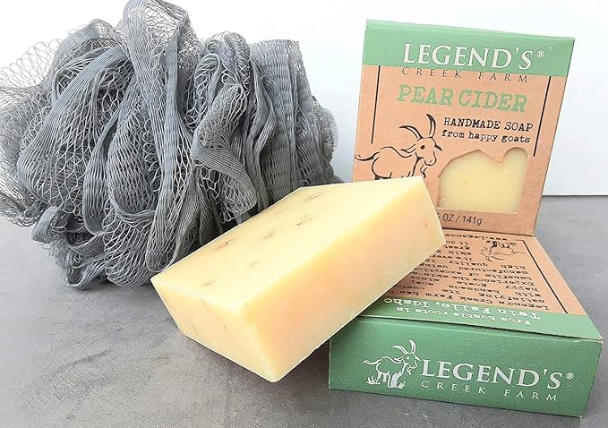 Legend's Creek Farm Goat Milk Soap - Cleansing Moisturizing Soap Bar for Hands and Body - 5 Oz Creamy Lather, Nourishing, Gentle Natural Soap for Sensitive Skin (Pear Cider, Pack of 3)