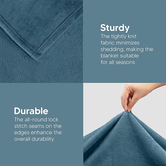 Utopia Bedding Fleece Blanket Throw Size Stone Blue 300GSM Luxury Anti-Static Fuzzy Soft Microfiber Blanket for Couch, Sofa and Bed (60x50 Inch)