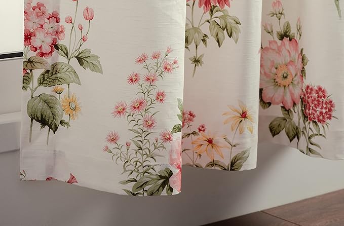 Maison d' Hermine Curtains for Living Room 100% Cotton 84 inch Length Two Panels Light Filtering Curtains for Bedroom Windows with Rod and Loop Pockets Drapes (Swyncombe Coral, 50" W x 84" L)