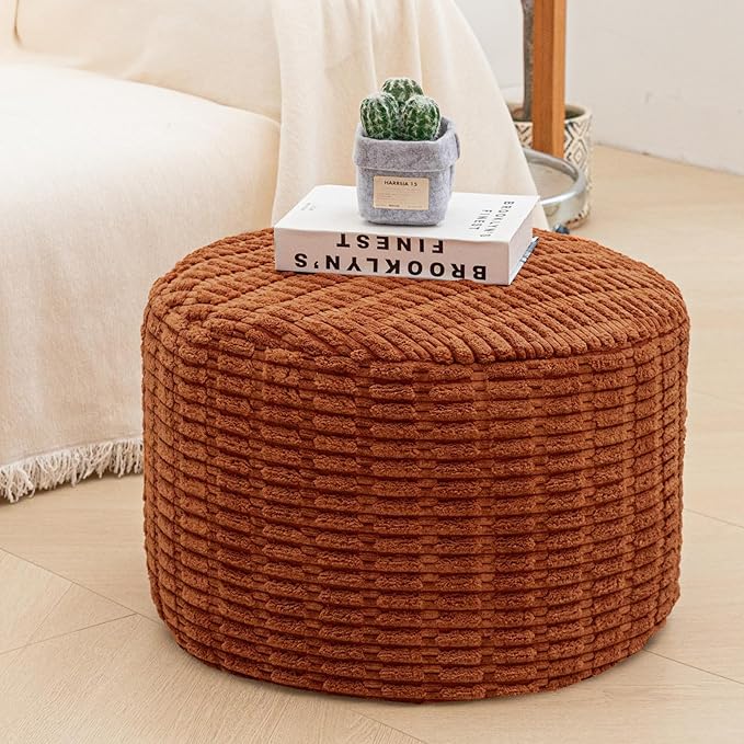 Asuprui Pouf Ottoman Round Ottoman Foot Rest Foot Stool Poufs for Living Room Bean Bag Chair Floor Pouf Storage Solution or Wedding
