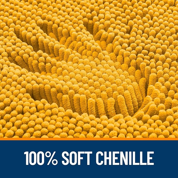 OLANLY Bathroom Rugs 44x24, Extra Soft Absorbent Chenille Bath Rugs, Rubber Backing Quick Dry, Machine Washable Bath Mats for Bathroom Floor, Tub and Shower, Home Decor Accessories, Golden Yellow