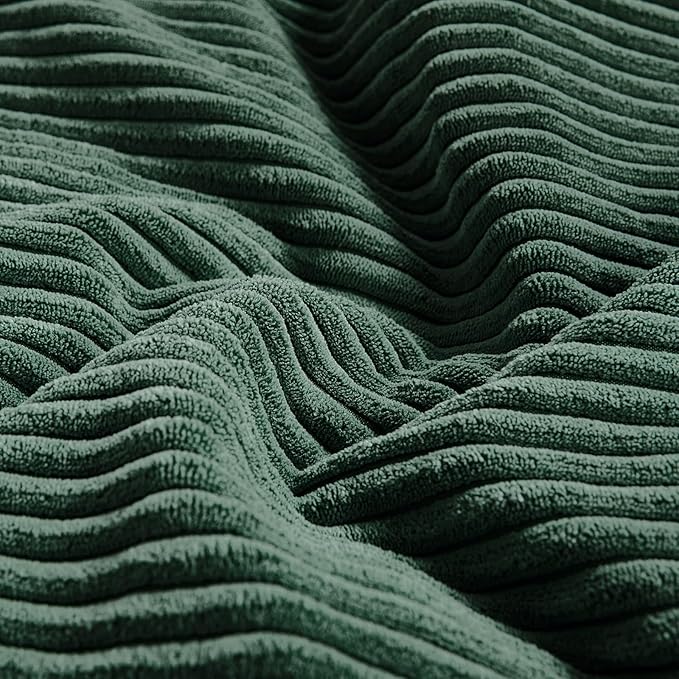 Fancy Homi Set of 2 Dark Green Lumbar Decorative Throw Pillow Covers 12x20 Inch for Living Room Couch Bed, Boho Farmhouse Forest Green Home Decor, Soft Corduroy Corss Patchwork Cushion Case