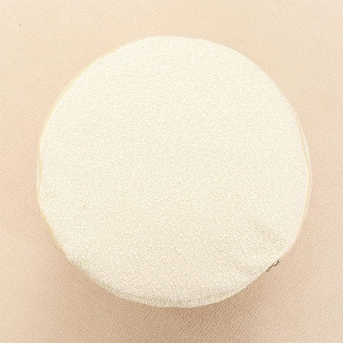 Asuprui Supportive Boucle Ottoman Foot Rest Elevate Your Living Room Decor with Lightweight Pouf Ottoman Filler and Comfort Cover Modern Foam Stuffed Poof Perfect to Rest Your Feet (Ivory)