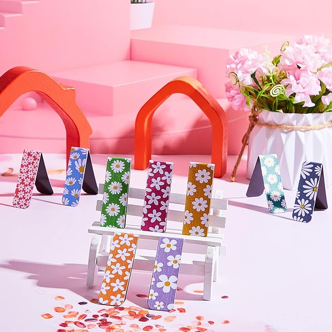 10 Pieces Magnetic Bookmarks Floral Magnet Page Markers Assorted Book Markers Set Flower Bookmarks Stationery for Students Reading, 10 Styles
