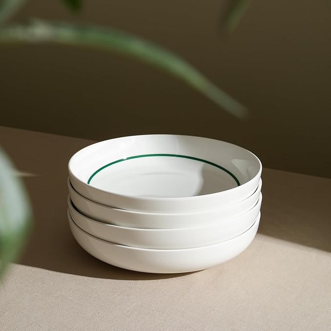 Stone Lain Luna 24-Piece Porcelain Dinnerware Set, Plates and Bowls Set, Dish Set for 8, Green