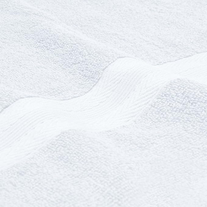 BOUTIQUO Premium Cotton 4 Pack Bath Towel Set - 100% Pure Cotton - 4 Bath Towels 27x54 - Ideal for Everyday use - Ultra Soft & Highly Absorbent - White