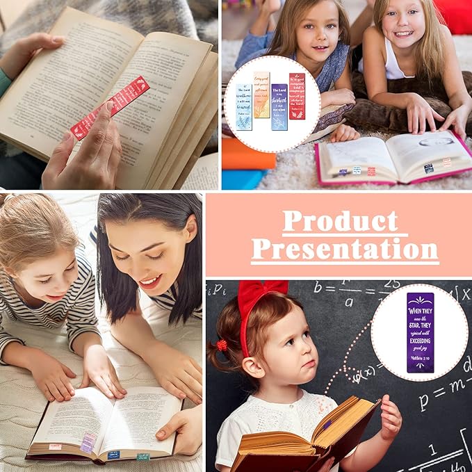 30 Pieces Christian Bookmarks Magnetic Bible Verse Bookmarks Religious Scripture Inspirational Church Supplies Motivational Prayer Page Clips for Kids Women Teachers Students School Gifts (Watercolor)