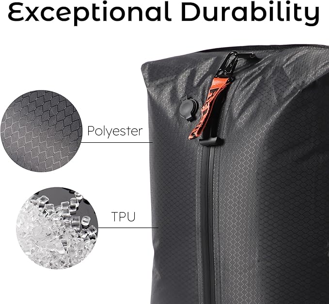 Vacuum Bags for Travel Luggage with Wireless Pump, Revolutionary Reusable Compression Bags for Carry On Suitcases and Backpack, Vacuum Seal Packing cube for Cloth Packing (1PC + PUMP)