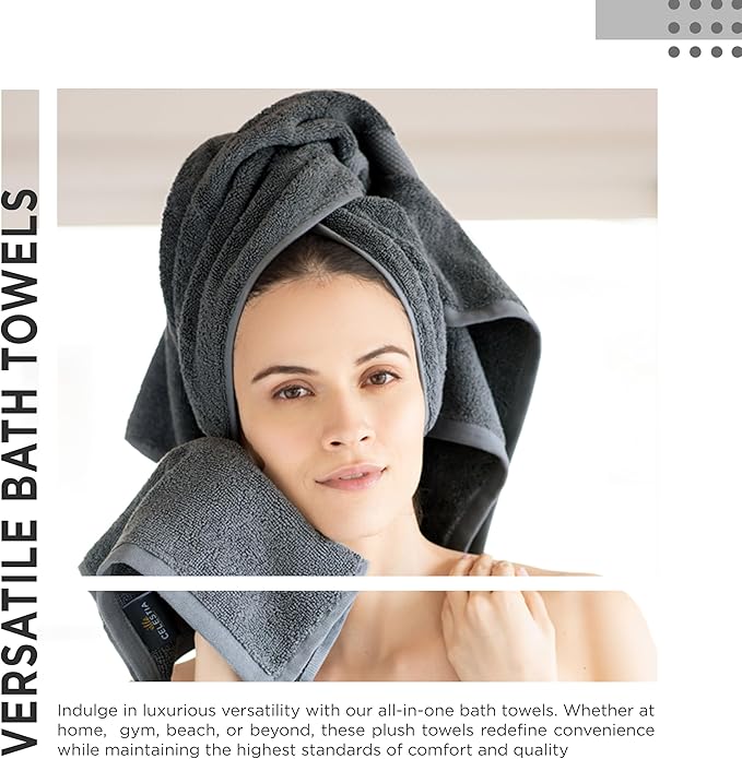 600 GSM Premium Light Grey Bath Towel, 100% Cotton Towels for Bathroom, Silver Soft Bath Towels, Body Towels Silver Towel Set for Bathroom 27x54 Inc Lt. Grey Bath Towels Set of 4