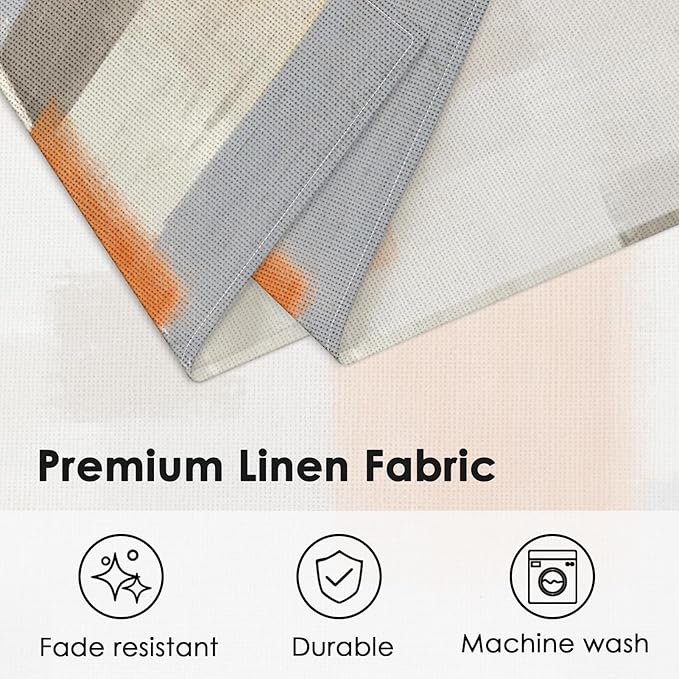 Emvency Farmhouse Placemats Set of 4, Vintage Orange and Grey Art Painting 12x18 Inch Abstract BeigeTable Mats for Outdoor Home Party Kitchen Dining Decoration