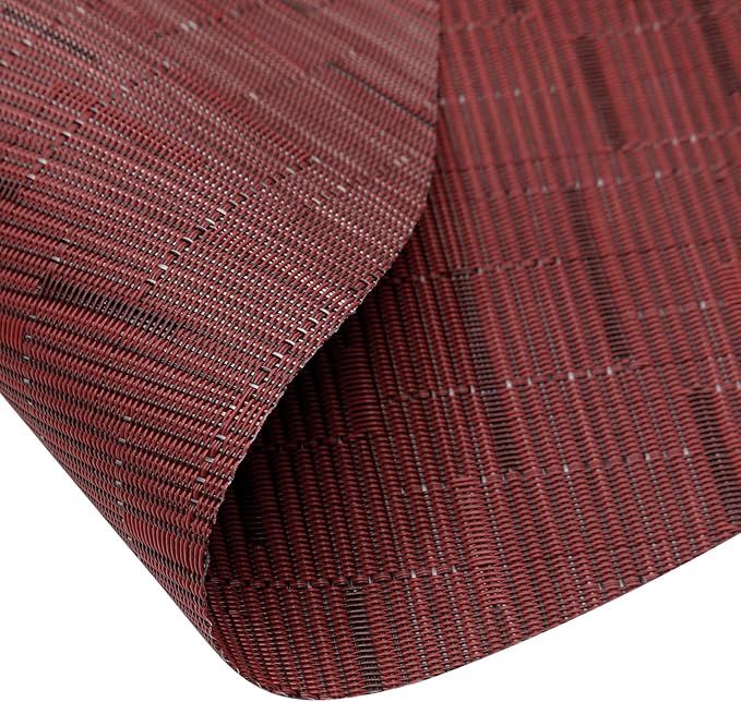 SHACOS Large Size Wedge Placemats with Centerpiece Round Mat Set of 5 Round Table Place Mats Washable Dining Table Placemats Reversible Durable, Burgundy