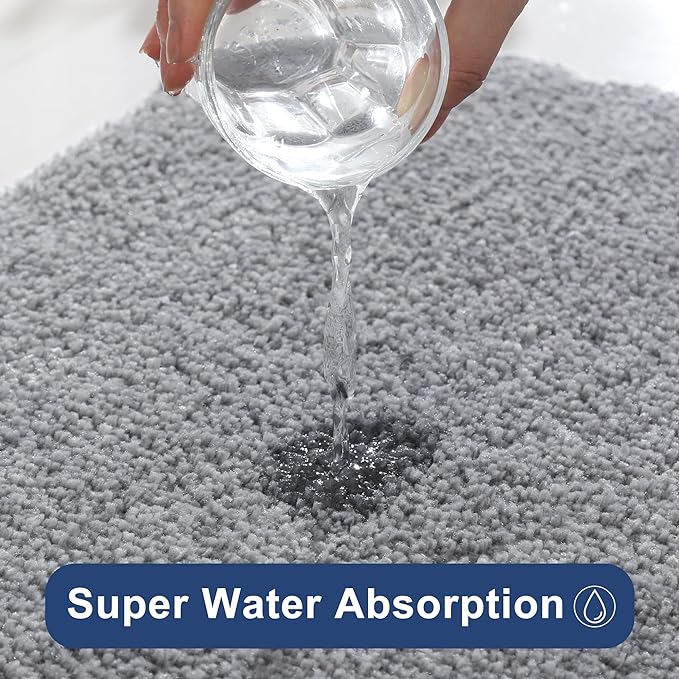 COSY HOMEER Extra Thick Bath Rugs for Bathroom - Anti-Slip Bath Mats Soft Plush Yarn Shaggy 100% Strong Mirco Polyeste Mat Living Room Bedroom Mat Floor Water Absorbent(Dark Grey,16x24 - Inches)