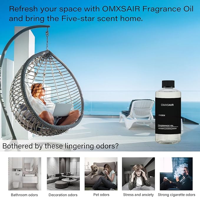 Hotel Diffuser Oil Inspired by Cabin 17.6 Fl Oz(500ml) - Hotel Fragrance Diffuser Oil & Home Luxury Scents - Jasmine, Bergamot & Fresh Marine Notes Essential Oils Blend for Aromatherapy Diffuser