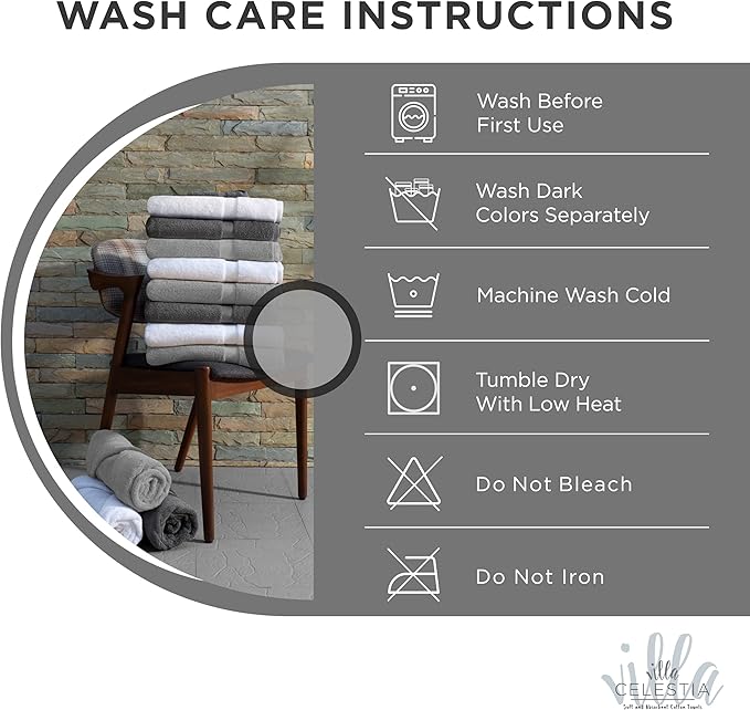 100% Combed Cotton Bathroom Towel Set of 10- 2 Bath Towels, 4 Hand Towels, 4 Wash Cloths, Sustainable, Soft, Highly Absorbent 10 Piece Cotton Bath Towel Set Ideal for Hotels, Spa, Bathroom, Dorm, Grey