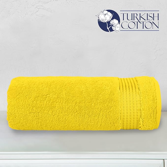 Elegant Comfort Premium Turkish Cotton 1 Piece Jumbo Bath Towel - 35 x 70 inch, Luxurious Hotel Spa Quality 100% Turkish Cotton Large Bath Towel - Highly Absorbent - Soft Bathroom Towel, Yellow