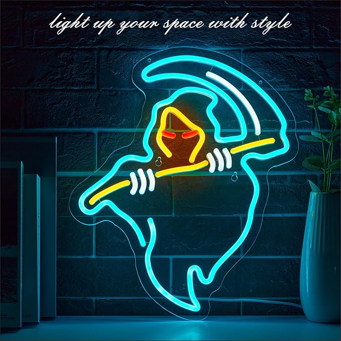Halloween Ghost Neon Sign for Wall Decor, Devil LED Neon Signs Lights for Bedroom Wall Decor Room Men Cave Game Room Decor Birthday Party Decoration Gift