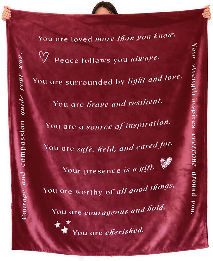 WOLF CREEK BLANKET - Single Layer Fleece Light and Love Compassion Blanket- Positivity Courage and Affirmations Get Well Gift, Plush Healing Thoughts Love Hope & Comfort