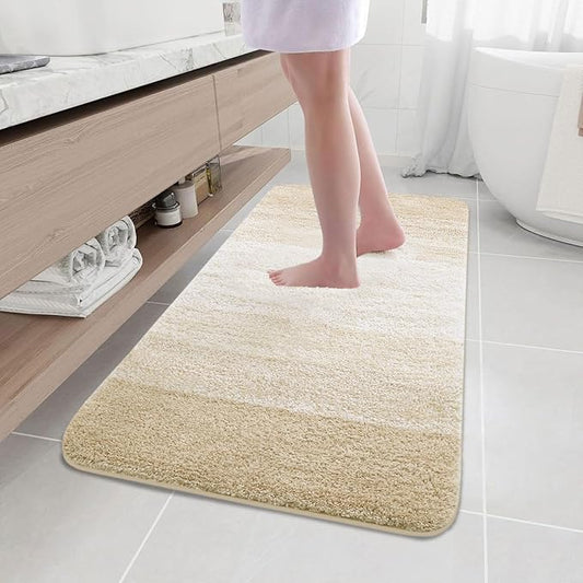 Arotive Microfiber Bathroom Rugs, Shaggy Soft and Absorbent Bath Rug, Non-Slip, Thick Plush Machine Washable Dry Bath Mats for Bathroom, Tub and Shower, 47x24, Light Beige