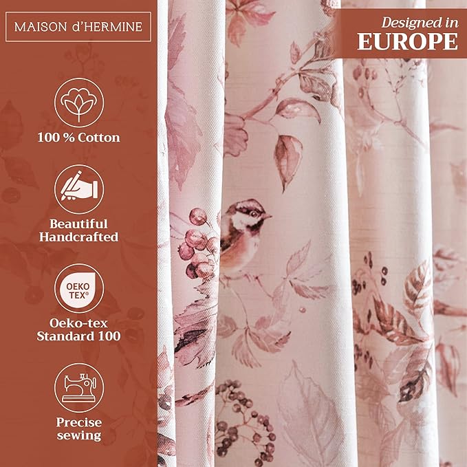 Maison d' Hermine Curtains for Living Room 100% Cotton 96 inch Length One Panel Light Filtering Curtains for Bedroom Windows with Rod and Loop Pockets Drapes (Equinoxe Beige, 50" W x 96" L)