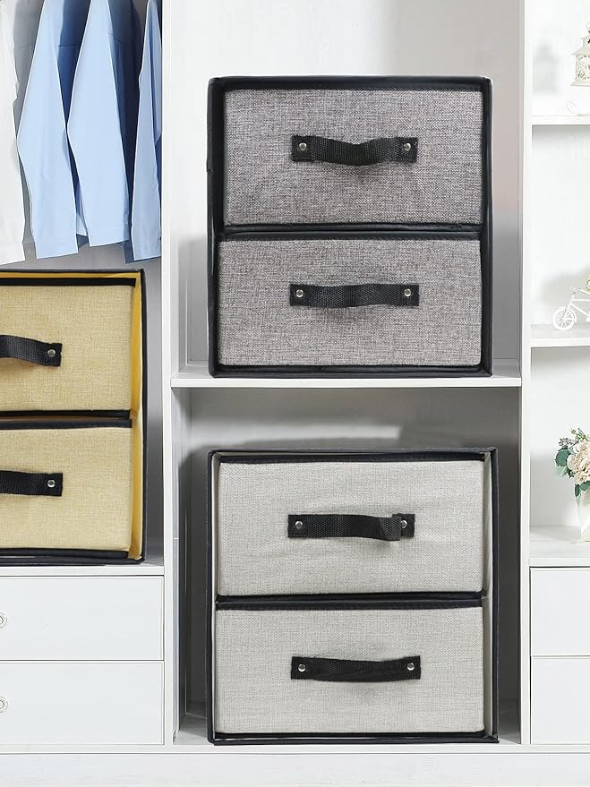 Linen Closet Organizer and Storage, Fabric Storage Drawer Organizer with 2 Drawers for Underwear, Sock, Bra, Small Items - Light Gray
