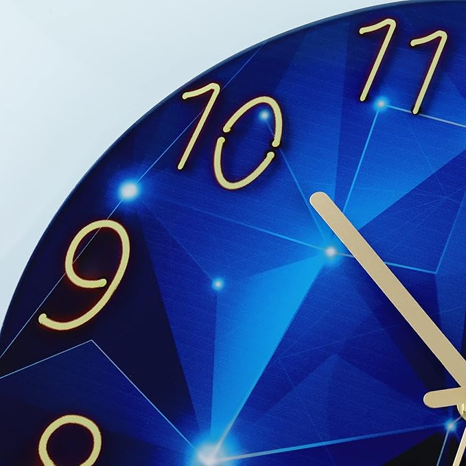 Lafocuse 12 Inch Silent Blue Wall Clocks Battery Operated for Bedroom, Constanplanet Blue Wall Clock for Living Room Kitchen Decor
