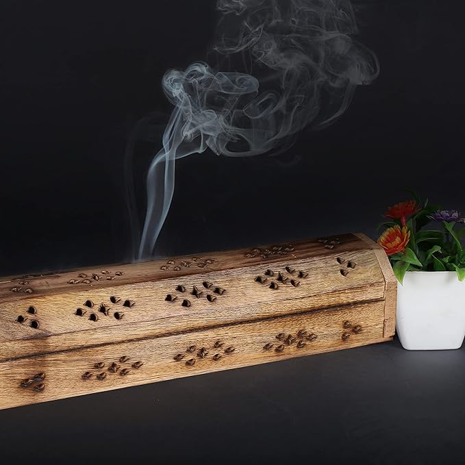 Incense Stick Holder, Incense Holder, Incense Holder for Sticks Used for Room Décor, Cool Room Spiritual Décor, Aromatherapy, Incense Burner with Storage Compartment 12Inch Burnt