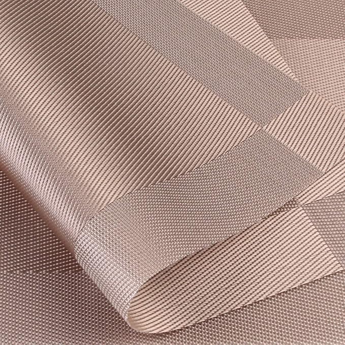 DACHUI Placemats Set of 6, Stylish Woven Place Mats for Dining Table, Washable & Durable PVC Table Mats (Champagne)