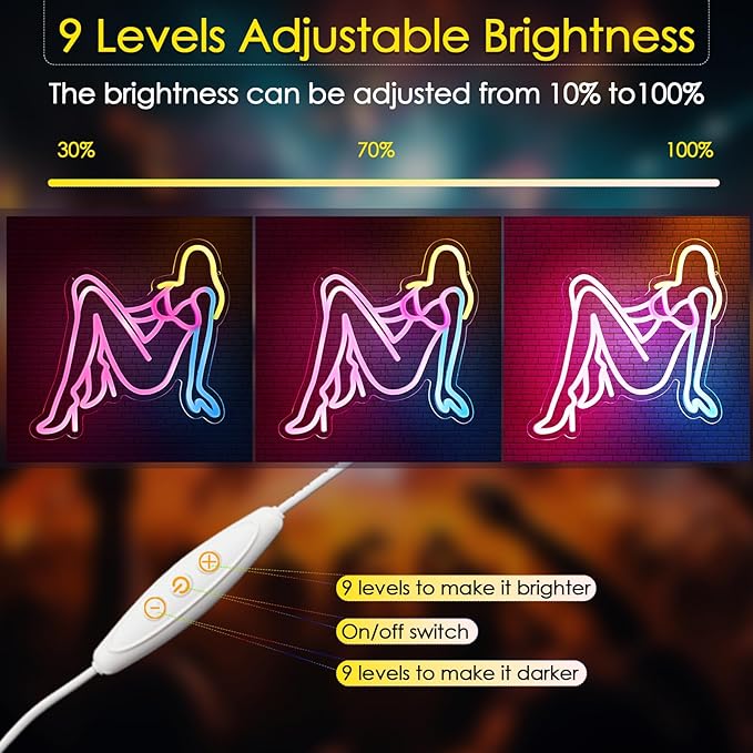 Golden Hair Beauty Neon Sign Neon Sign Led Neon Lights for Wall Decor Dimmable for Bedroom Led Sign USB Powered for Christmas Thanksgiving Birthday Party Girls Gifts