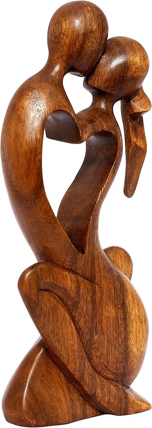 12" Wooden Handmade Abstract Sculpture Statue Handcrafted - Endless Love - Gift Art Decorative Home Decor Figurine Accent Decoration Artwork Handcarved Endless Love