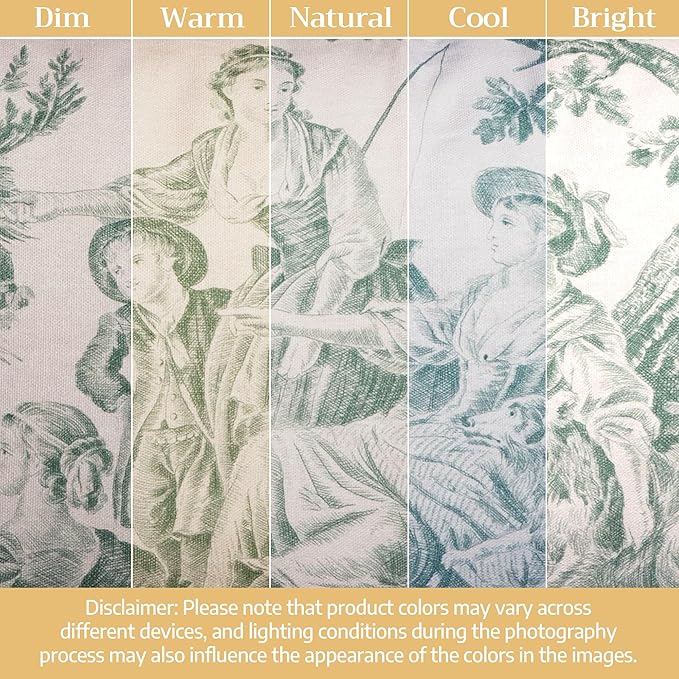Maison d' Hermine Curtains for Living Room 100% Cotton 96 inch Length One Panel Light Filtering Toile Curtains for Bedroom Windows with Rod and Loop Pockets (The Miller Antique Green, 50" W x 96" L)