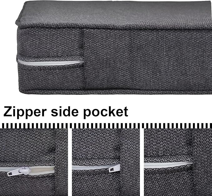 Deep Seat Cushions, Outdoor Cushions, Patio Furniture Cushions, Deep Seat & Back Cushion Patio Cushions with Rmoveable Cover for Backyard Couch Sofa Fade Resistant (22x22x3 in, Black Grey)