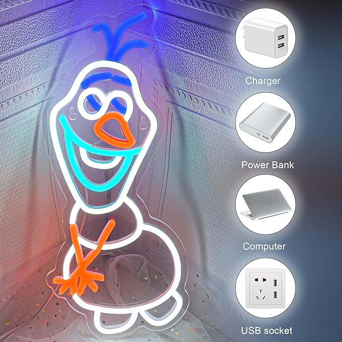 Neon Sign,Snowman Neon Signs for Wall Decor,Led Sign for Boys Girls Room Deocr,Neon Lights for Bedroom Deocr,Light Up Sign for Living Decoration