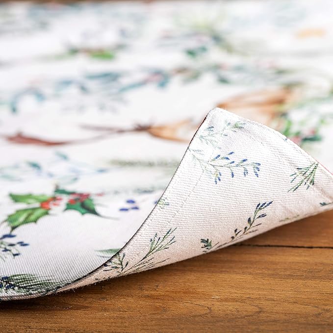 Maison d' Hermine Placemats Set of 4 100% Cotton Washable Cloth Place Mats, Reusable Table Mats for Kitchen Dining Decoration, Party, Wedding, Restaurant (Holly Time, 13" x 19")