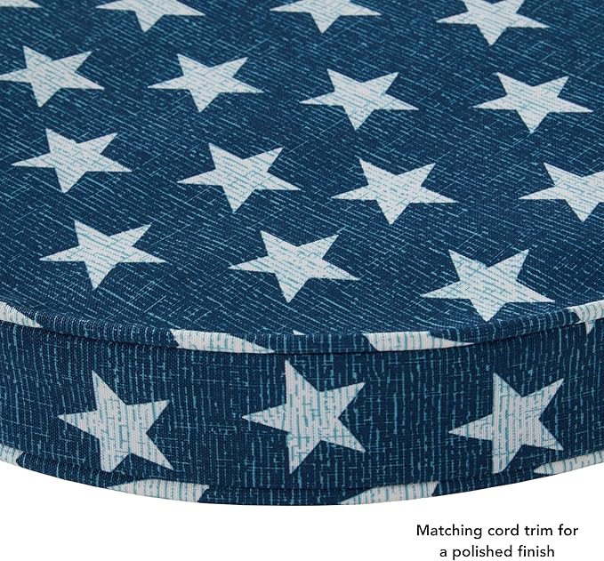 Greendale Home Fashions Outdoor 18-inch Round Reversible Seat Cushion, 2-Pack, Stars 2 Count