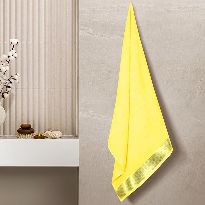Belizzi Home Ultra Soft 4 Pack Oversized Bath Towel Set 27x54 inches, 100% Cotton Bath Towels, Highly Absorbant Compact Quickdry & Lightweight Towel, Ideal for Gym Travel Camp Pool - Lime Yellow