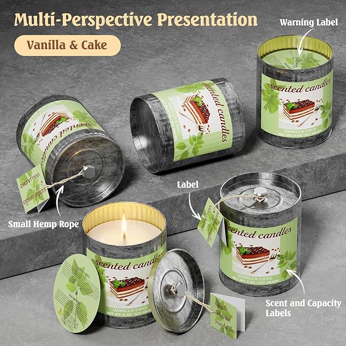 Vintage Scented Candles Gift Set (2 x 8 oz) - Vanilla Cake Aromatherapy Candle, Natural Soy Wax Candle, (2 x40) Hours Burn, 8% Fragrance Oil, Holiday Gifts for Home Decor, Relaxation & Christmas