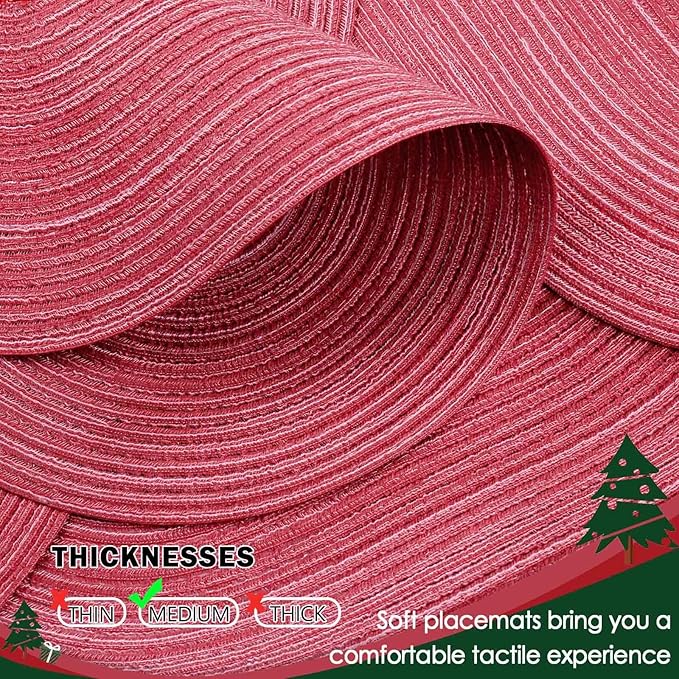 Noctiflorous Oval Braided Placemats Set of 8 Woven 12x18 Inch Non Slip Washable Heat Resistant Place Mats Tablemats for Dining Kitchen Party Daily Table Decor Dinner Mats (Raspberry Pink, 8)