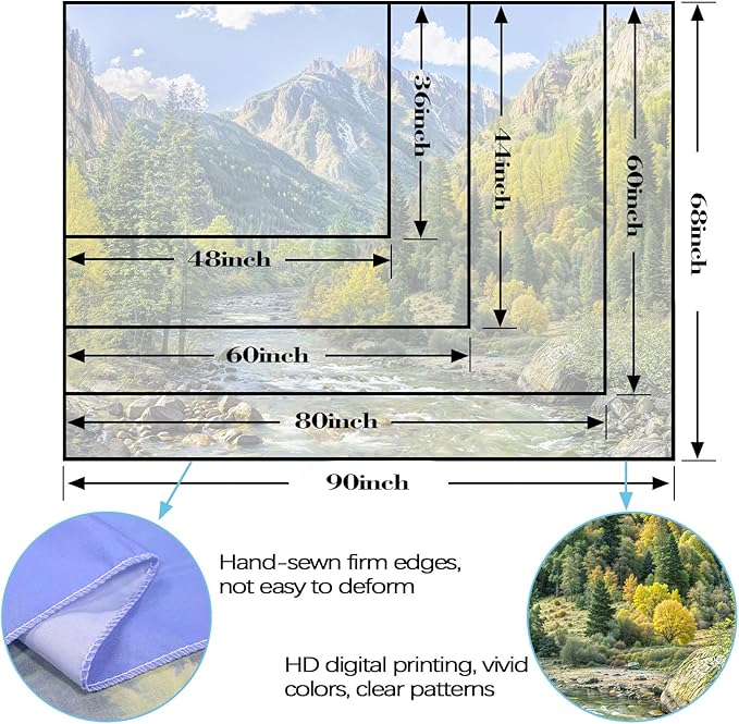 Kanuyee Mountain Tapestry Nature Landscape Wall Tapestry for Bedroom Mountain River tapestries Aesthetic Living Room Decor Nature 60×80 Inches