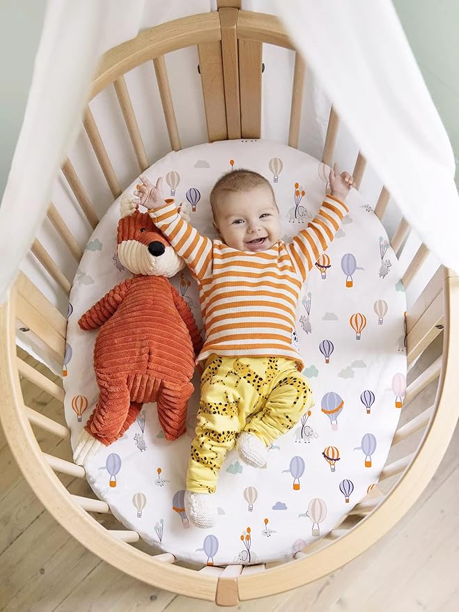 TotAha Premium Stretchy Bassinet Cradle Sheets (2-Pack) -Hypoallergenic, Silky Comfort, Buttery Soft, Calming Effect, All-Season Jersey-Knit Sheets, 32 X 16 X 3''(Air Balloon & Sailboat)