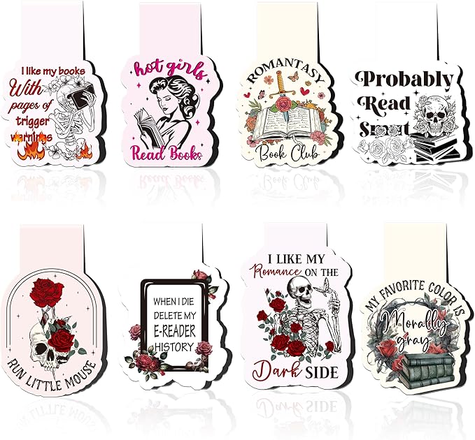 Dark Romance Magnetic Bookmarks: 8 Pcs Funny Magnet Book Page Markers for Reading, Spicy Fairytale Bookmark Clips, Gifts for Women Book Lovers Office School Supplies