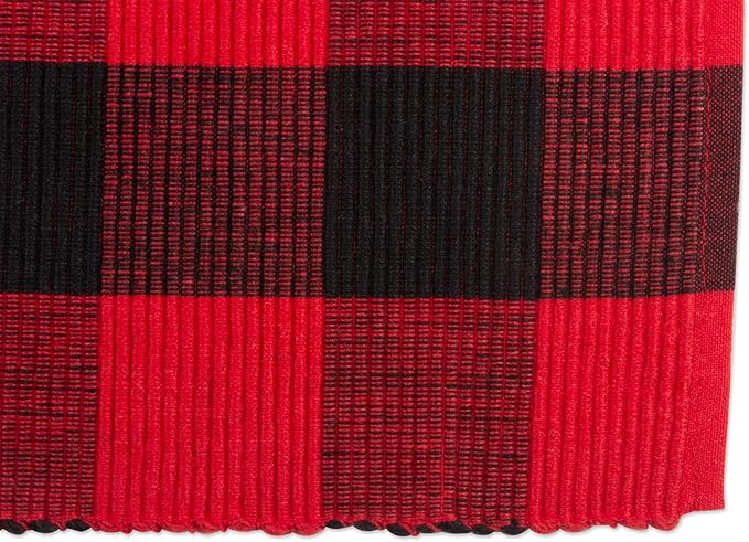 DII Buffalo Check Collection, Classic Farmhouse Placemat Set, 13x19, Red & Black, 6 Piece