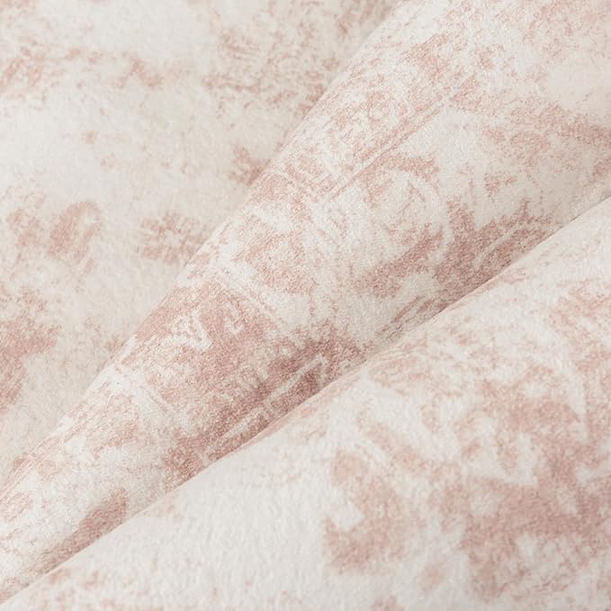 Area Rug 3x5 Washable Pink Rug Vintage Boho Medallion Entryway Door Mat Entrance Distressed Retro Carpet Non Slip Low Pile Small Soft for Office Kitchen Bedroom Laundry Bathroom Hallway