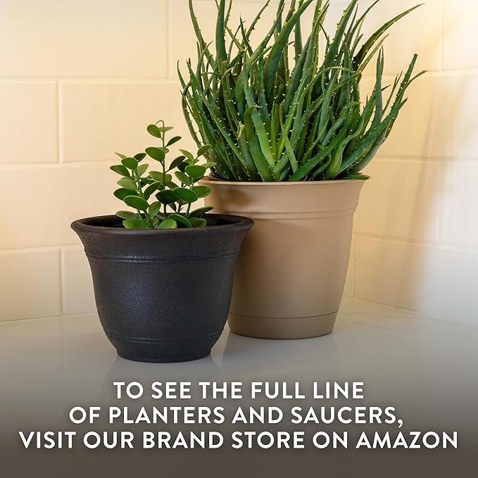 The HC Companies Sierra Round Self-Watering Pot - Lightweight Plastic Planter for Herbs & More - Durable Plant Pots for Indoor Plants & Outdoor Plants (16” Rustic Redstone, Pack of 1)