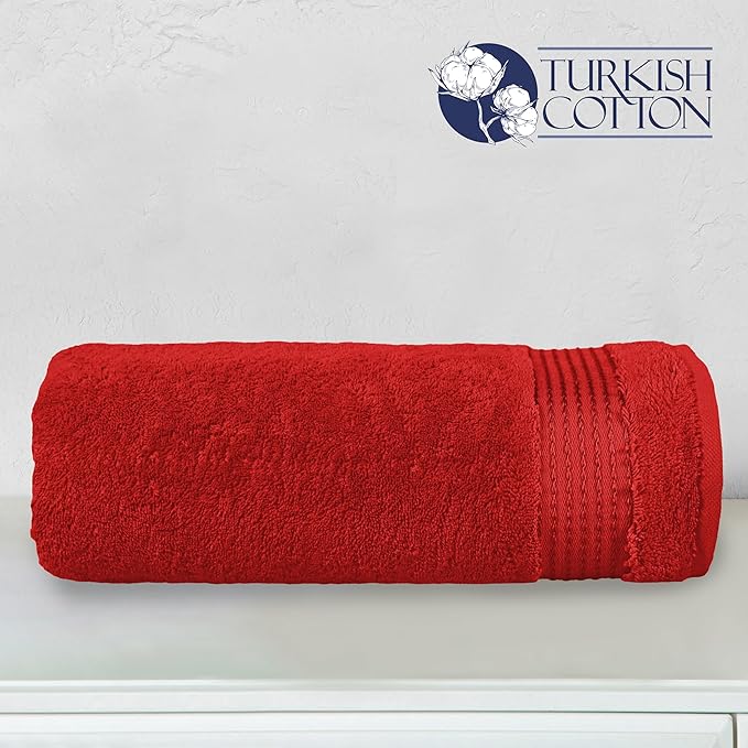 Elegant Comfort Premium Turkish Cotton 1 Piece Jumbo Bath Towel - 35 x 70 inch, Luxurious Hotel Spa Quality 100% Turkish Cotton Large Bath Towel - Highly Absorbent - Soft Bathroom Towel, Red
