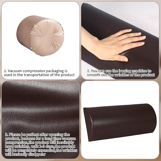 HOMBYS PU Leather Recliner Leg Rest Cushion, Bolster Foot Pillow for Legs, Recliner Foot Pillow, Multipurpose Half Moon Leg Pillow & Back Lumbar Support Cushion for Bed, Chair, Sofa-23"x10"x4"