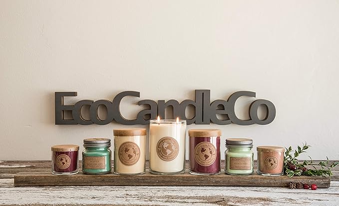 Eco Candle Co. Recycled Candle, Precious Woods, 18 oz. Double Wick - Scents of Smoked Wood, Nutmeg, Musk, & Ylang - 100% Soy Wax, No Lead, Kraft Paper Label & Lid, Hand Poured, Midwest Grown Soybeans