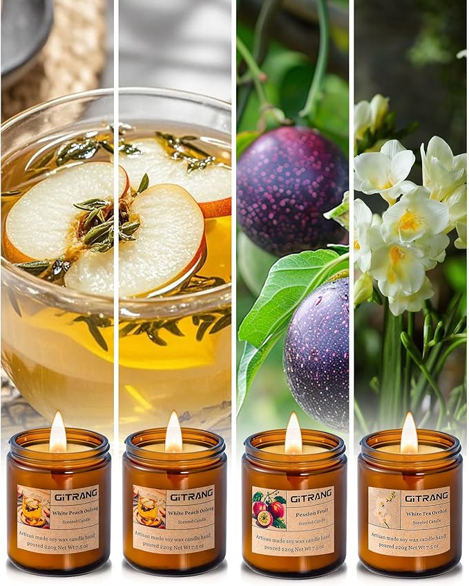 4 Pack Scented Candle Set, 30OZ 200H Long Lasting Home Aromatherapy Candles, Jar Candles Gift for Birthday Anniversary and Thanksgiving Day Present