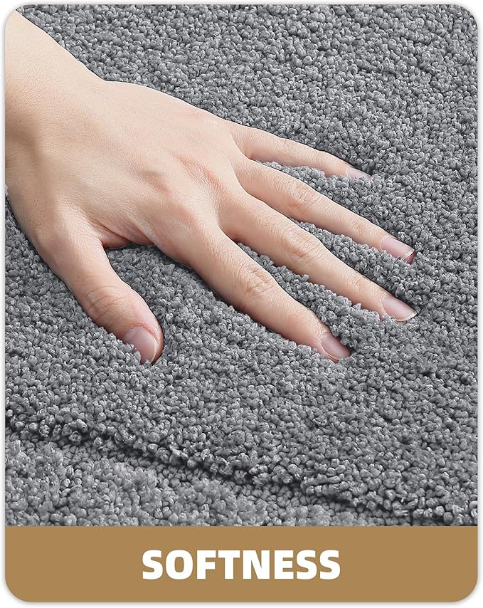 Color&Geometry Large Bath Rugs Non Slip Washable- 24"x36" Absorbent Dark Grey Bathroom Rugs, Soft Bath Mats for Bathroom Floor, Shower, Bathtub, Laundry