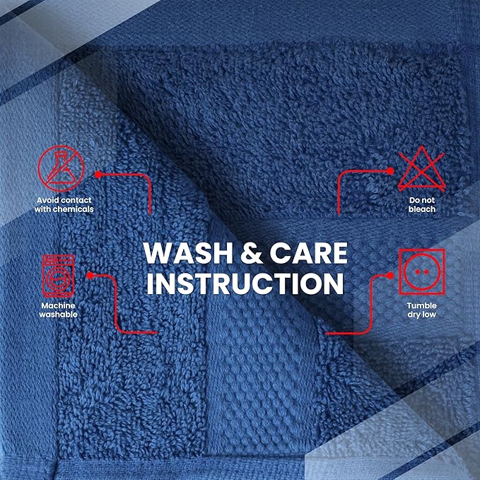 Infinitee Xclusives Luxury 100% Ring-Spun Cotton Hand Towels for Bathroom Set of 6 (16x28 inches) - Soft, Absorbent & Quick-Drying Bath Towels for Bathroom, Gym, Spa & Hotel Use (Tranquil Navy)